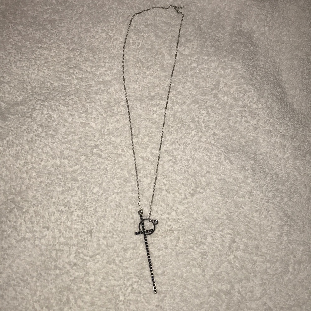 Black loop cross necklace